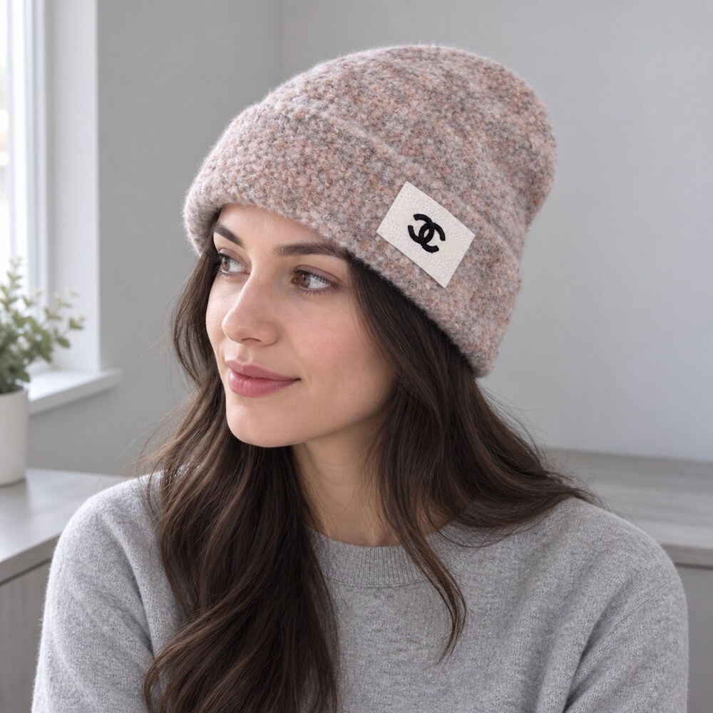 CHANEL Boucle CC Patch Knit Beanie - Picture 3 of 6